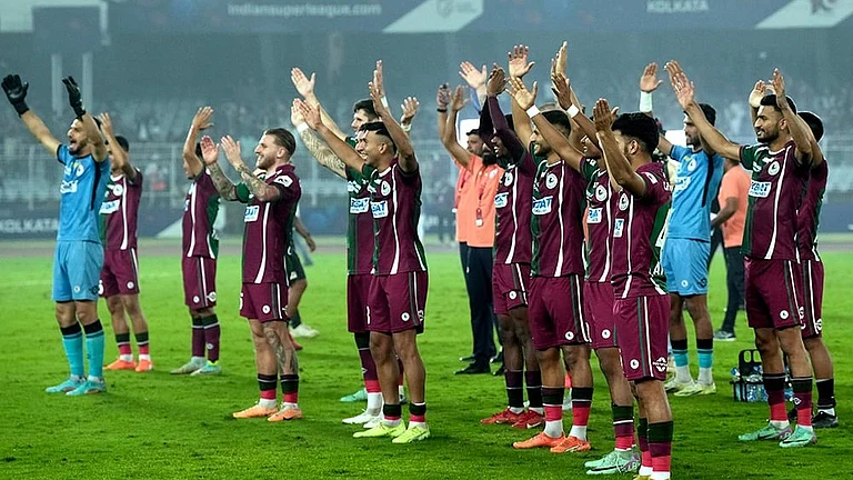 Mohun Bagan celebrating the victory. - File